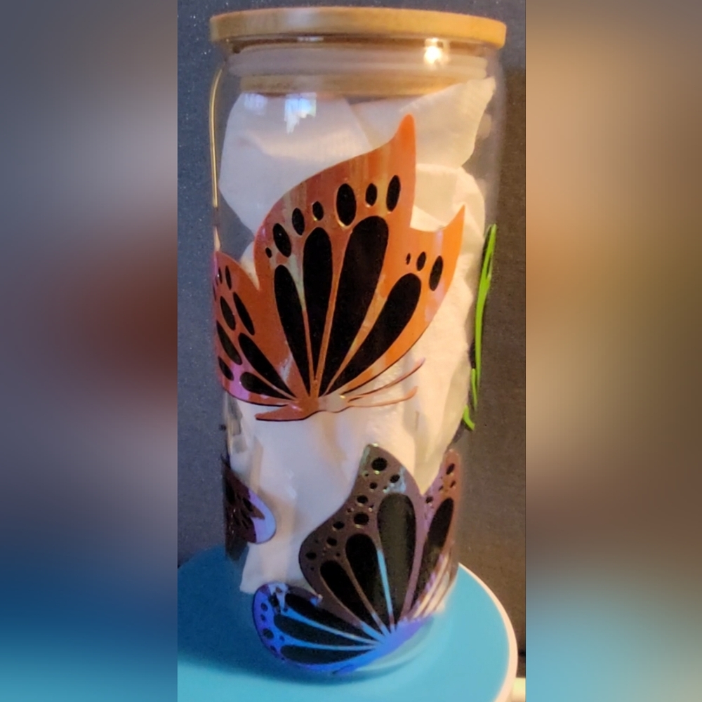 20oz glass butterfly tumbler